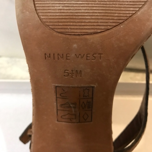 NINE WEST Leather Sandals Heels Women's Size 5.5 Tan Brown Ankle Strap - Picture 4 of 5